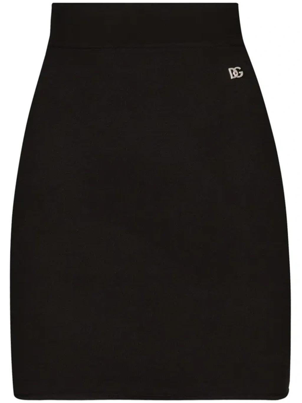 DOLCE & GABBANA Logo-plaque Mini Skirt In Black product image