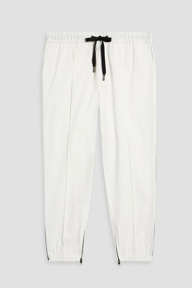 Appliquéd Stretch-cotton Twill Track Pants In White Product Image