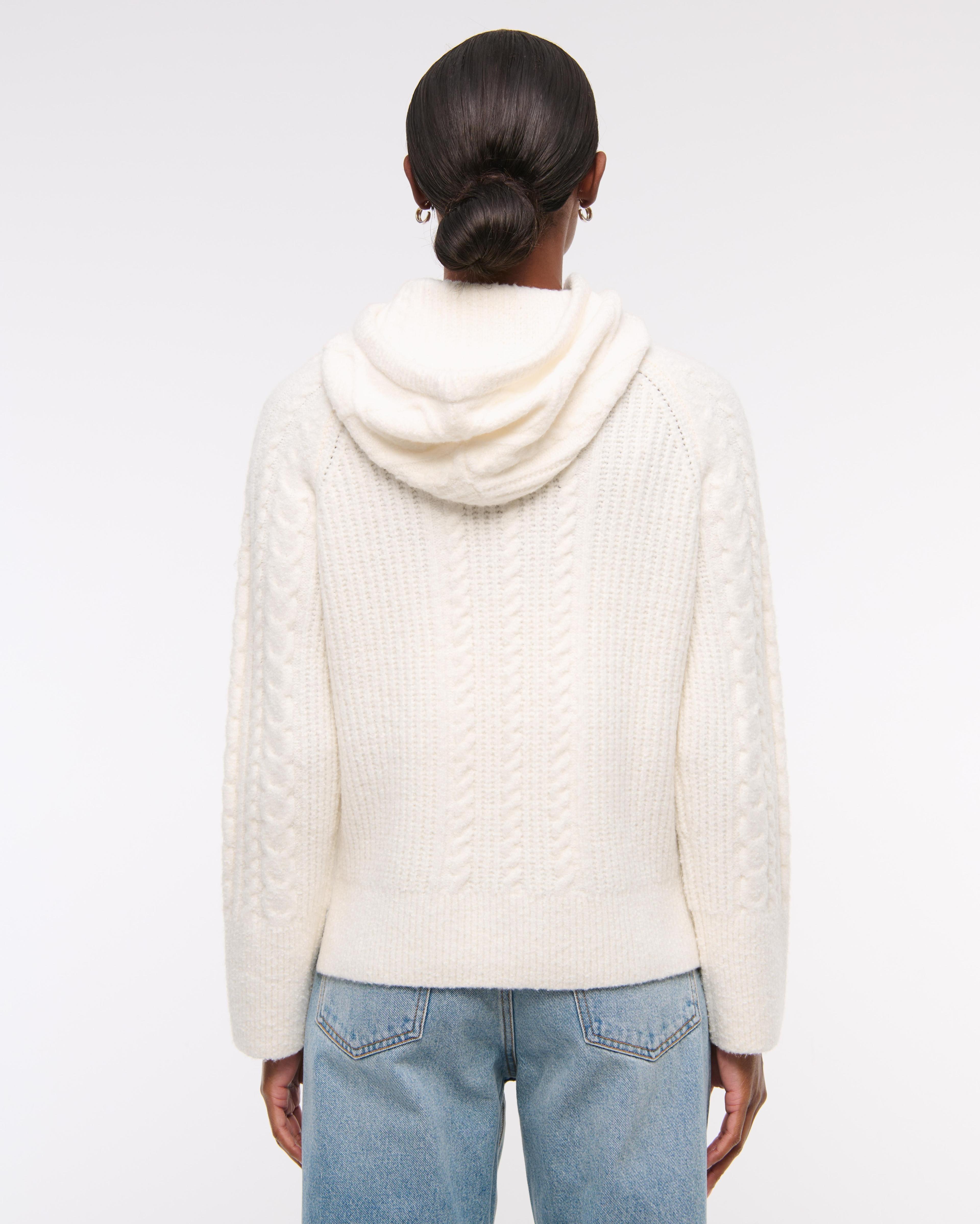 Boucle Cable-Knit Hoodie Product Image