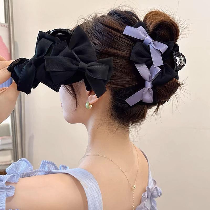 Ribbon Bow Fabric Hair Claw Clip Product Image