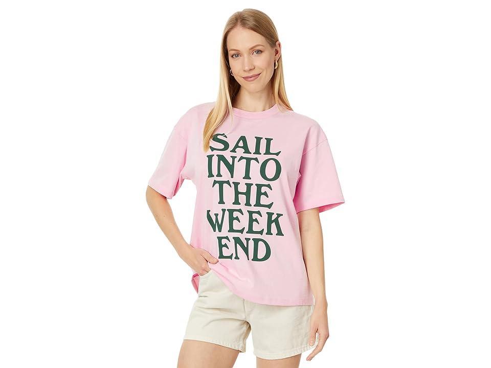 Vineyard Vines Oversized Crew Neck SS Tee (Flamingo) Women's Clothing Product Image