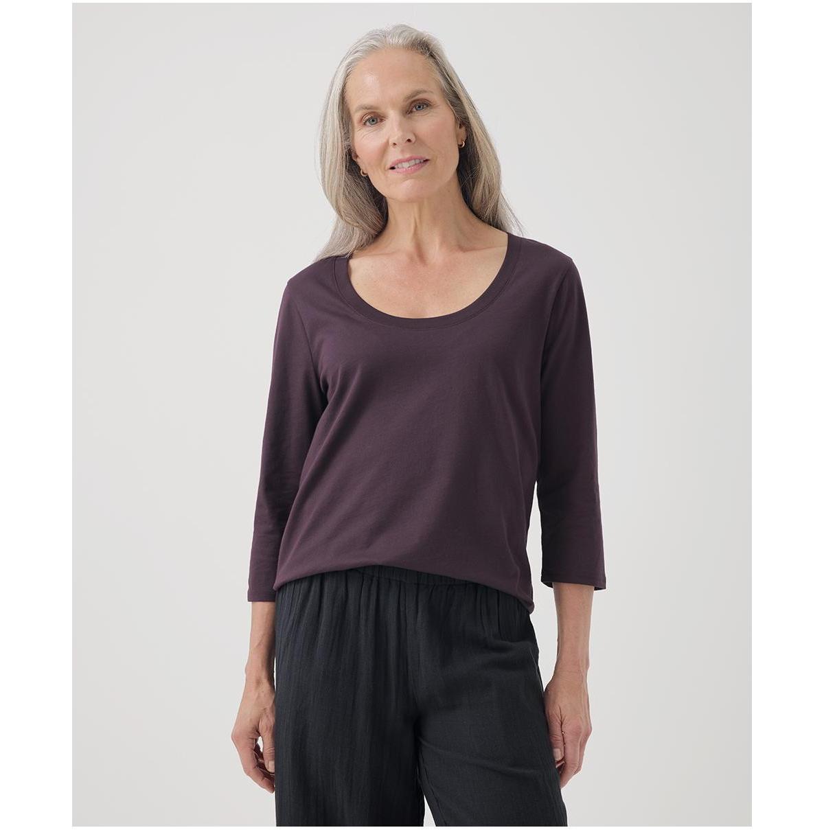 Pact Womens Organic Cotton Softspun Scoop Neck 3/4 Sleeve Tee Product Image