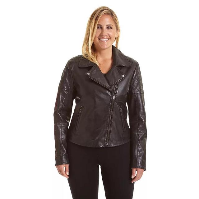 Plus Size Excelled Asymmetrical Leather Motorcycle Jacket, Womens Product Image