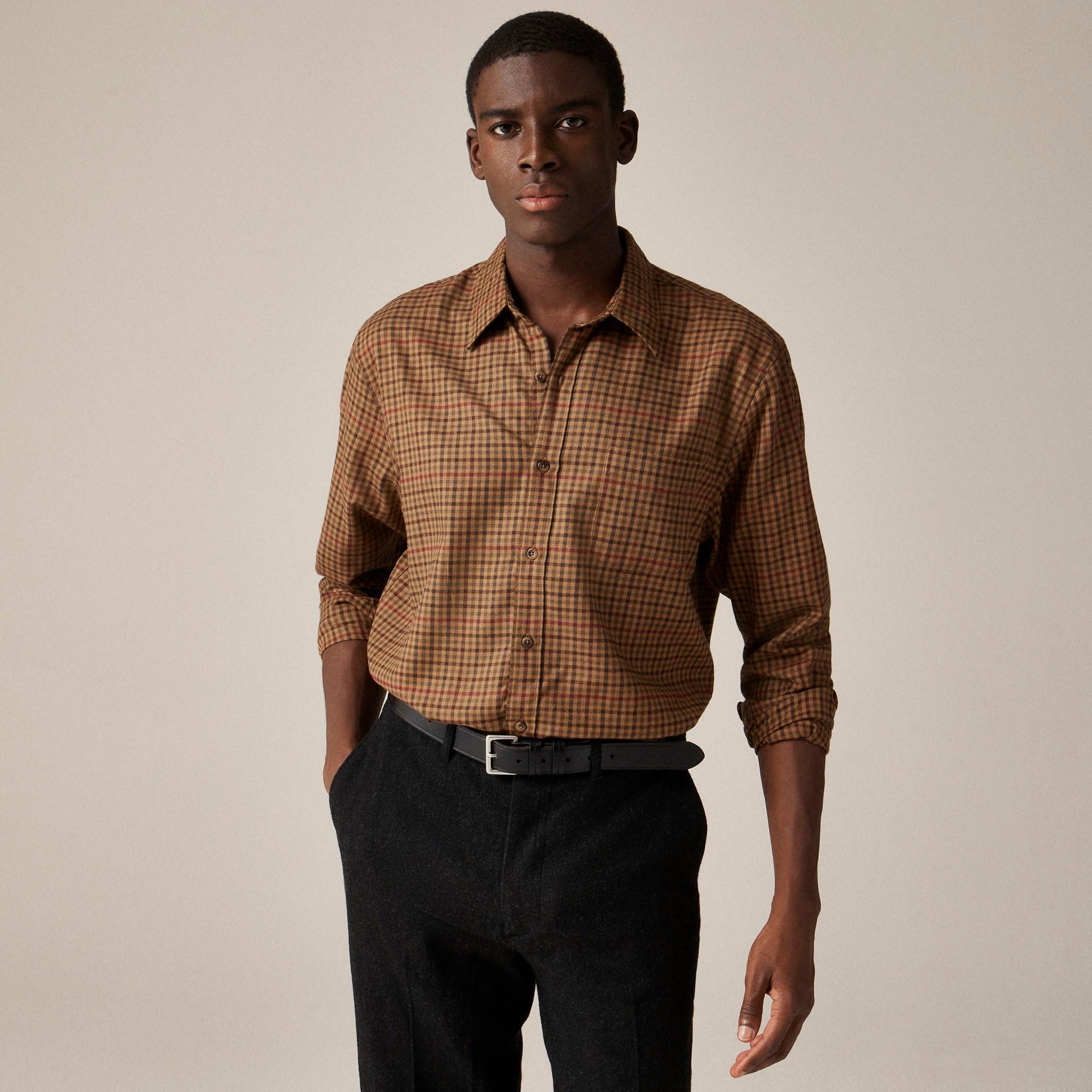 Cotton-cashmere blend shirt in check Product Image