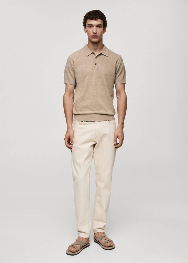 MANGO MAN - Short-sleeve knitted polo shirt sandMen Product Image