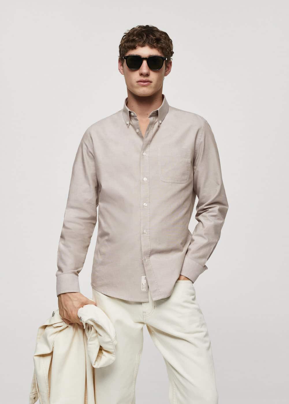 Mango Mens Regular Fit Oxford Cotton Shirt Product Image