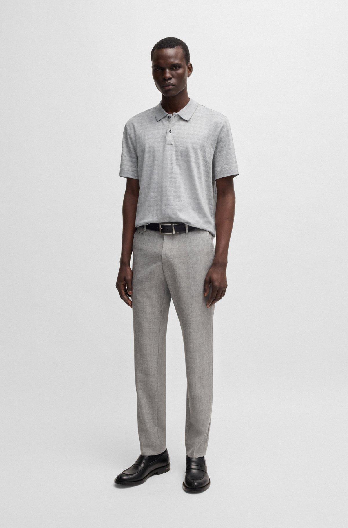 Relaxed-fit polo shirt in cotton-silk checked jacquard Product Image