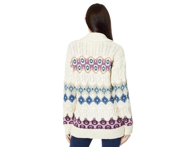 Lucky Brand Intarsia Shawl Collar Cardigan (Whisper Combo) Women's Sweater Product Image