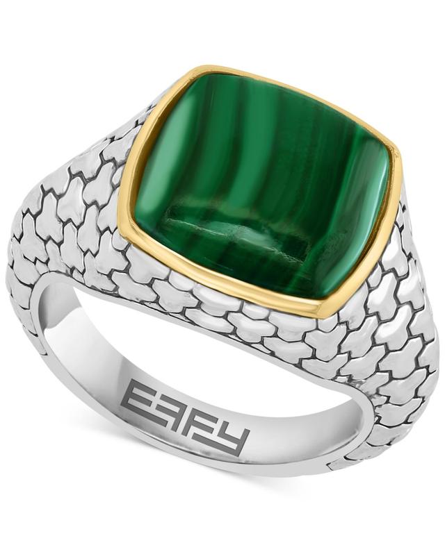 Effy Mens Malachite Patterned Ring in Sterling Silver and 14k Gold-Plate Product Image