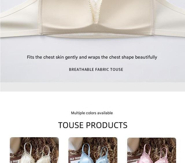 Lace Trim Velvet Wireless Bra / Panty / Set Product Image