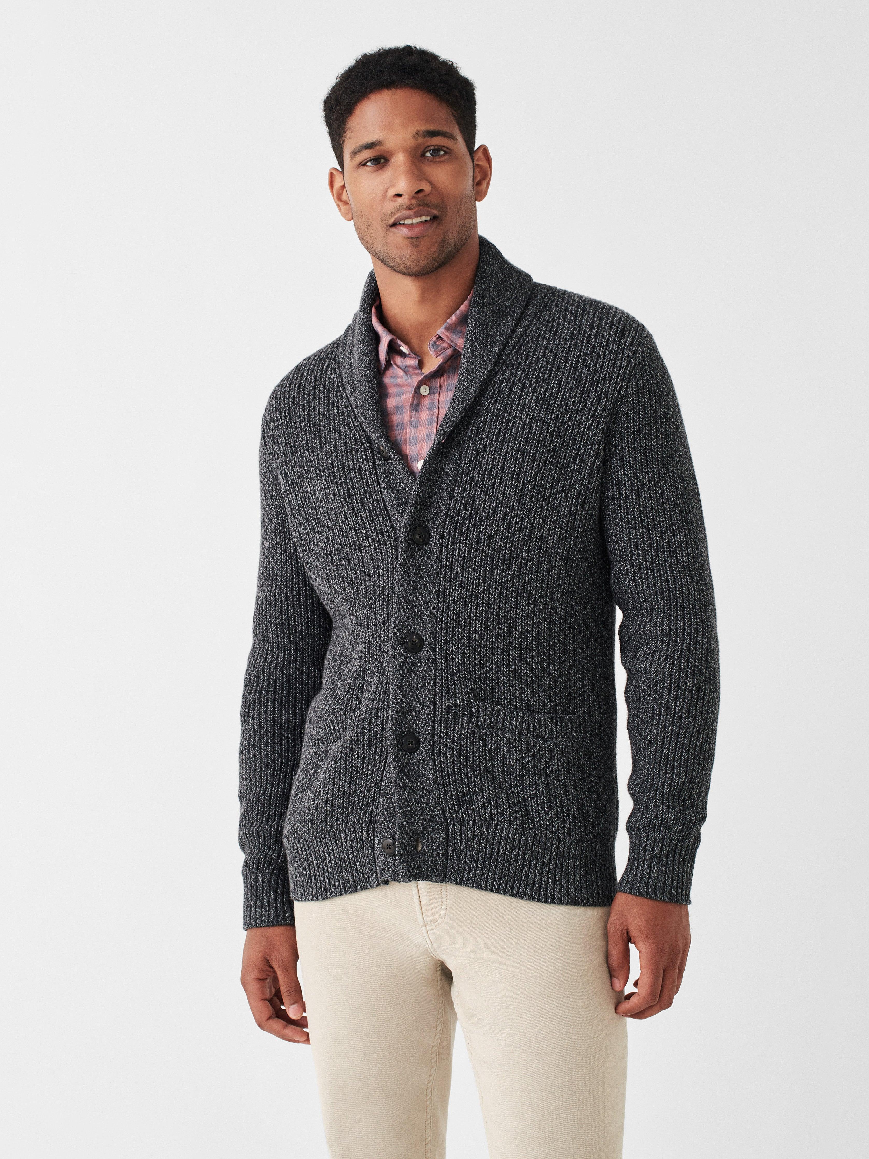 Marled Cotton Cardigan - Deep Charcoal Marl Product Image