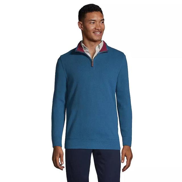 Big & Tall Lands End Bedford Classic-Fit Ribbed Quarter-Zip Sweater, Mens Pale Grey Blue Product Image