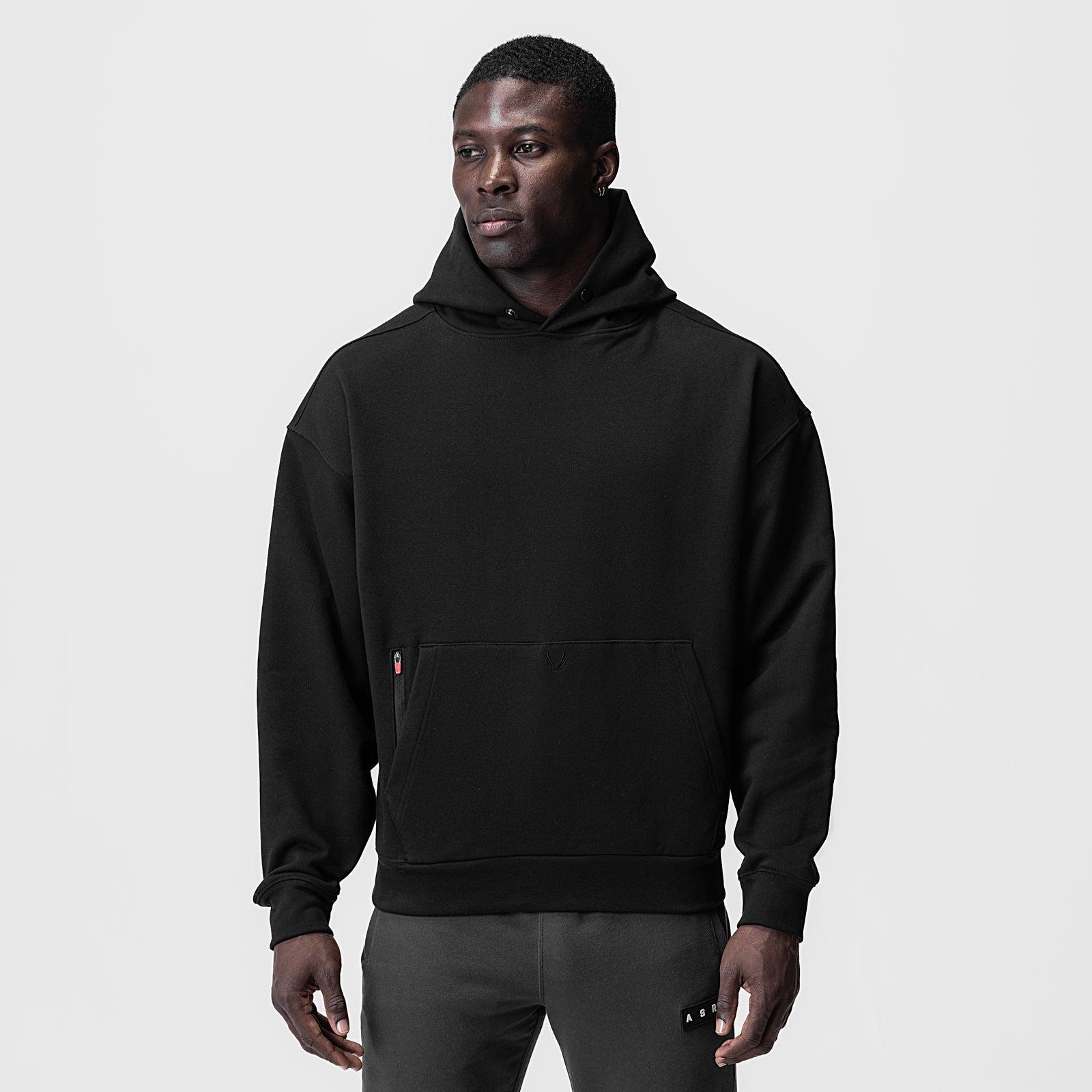 0874. Tech-Terry™ Zip Pocket Hoodie  -  Black/Black "OTWR" Product Image