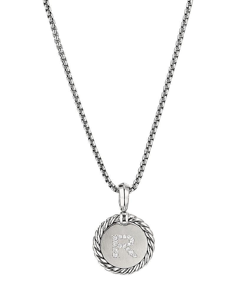 Womens M Initial Charm Necklace in Sterling Silver Product Image