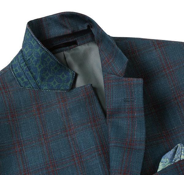 Regular Fit Wool & Linen Windowpane Blazer Product Image