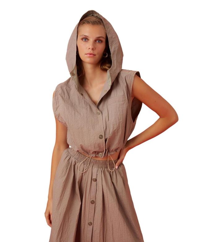 Nocturne Womens Ruffled Hooded Vest Product Image