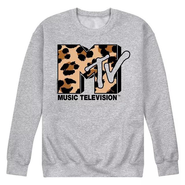 Mens MTV Leopard Print Logo Graphic Sweatshirt Med Grey Product Image