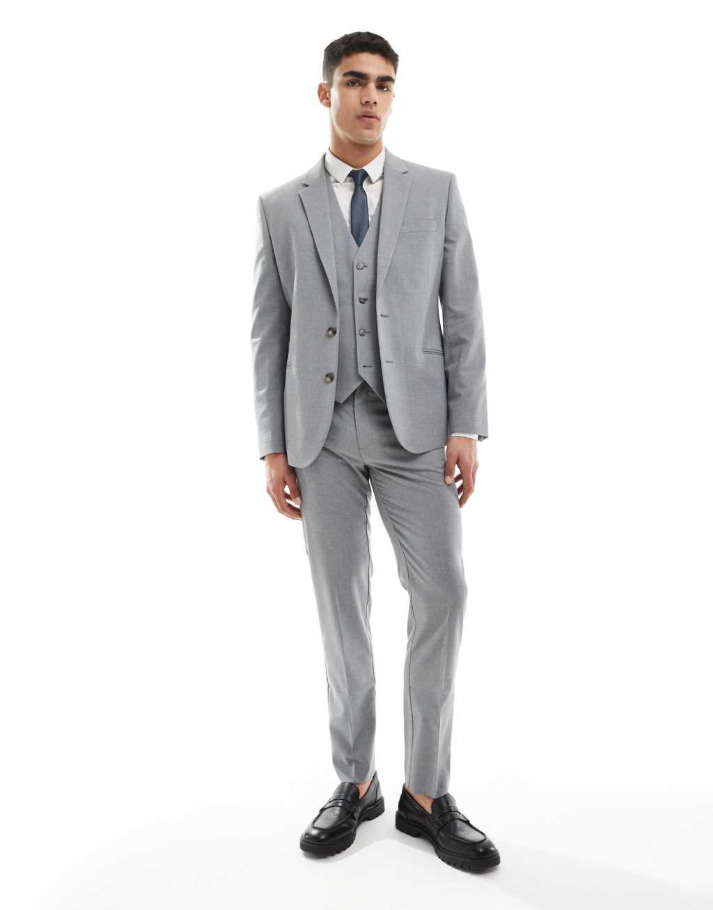 ASOS DESIGN slim suit jacket in gray Product Image