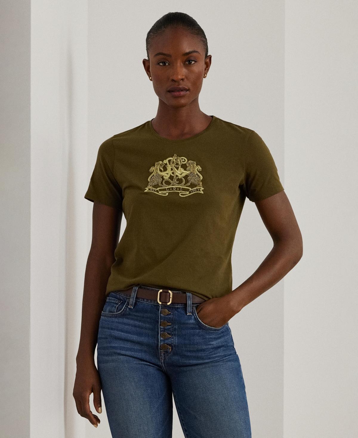 Lauren Ralph Lauren Womens Embroidered Crest Tee Product Image