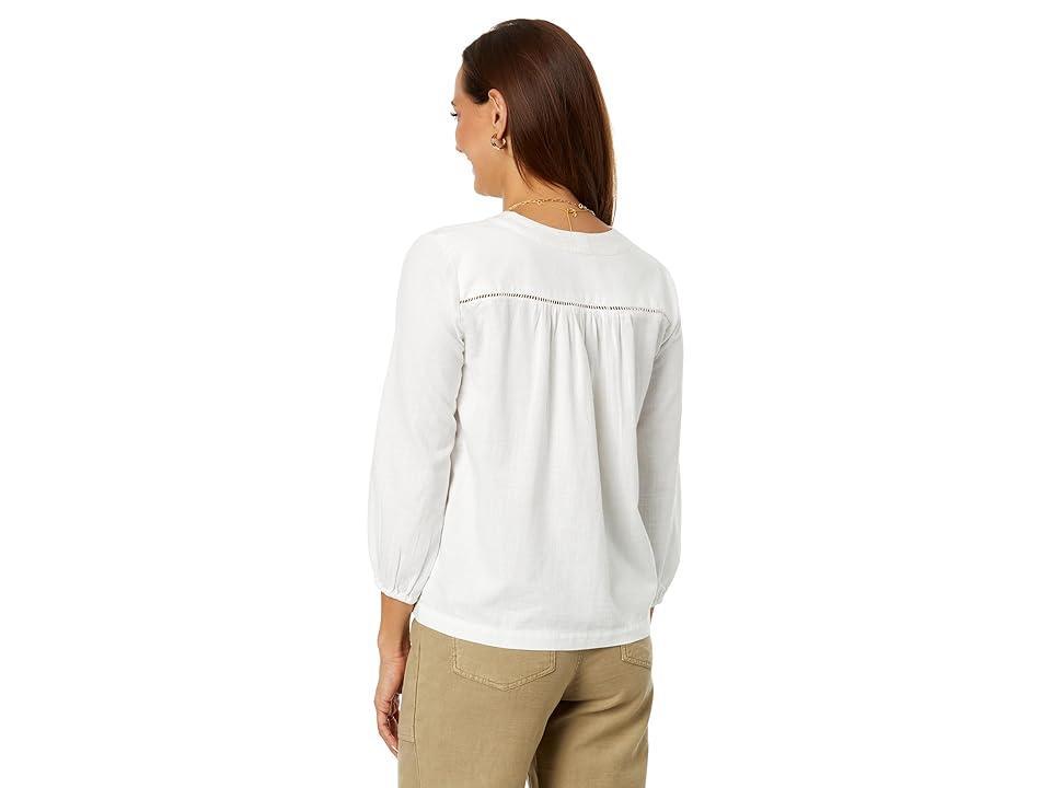 Lucky Brand Lace-Up Cotton Peasant Blouse Product Image