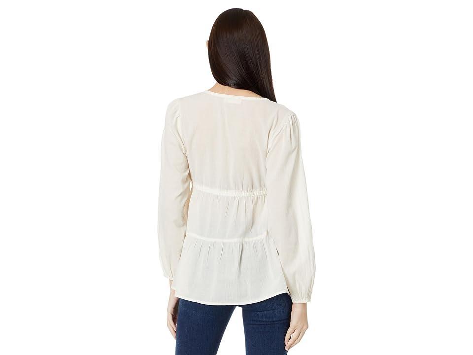 Lucky Brand Embroidered Babydoll Top (Whisper ) Women's Clothing Product Image