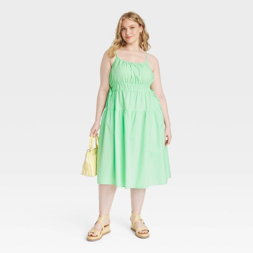 Womens Cinched Waist Midi Sundress - Universal Thread Green 1X Product Image