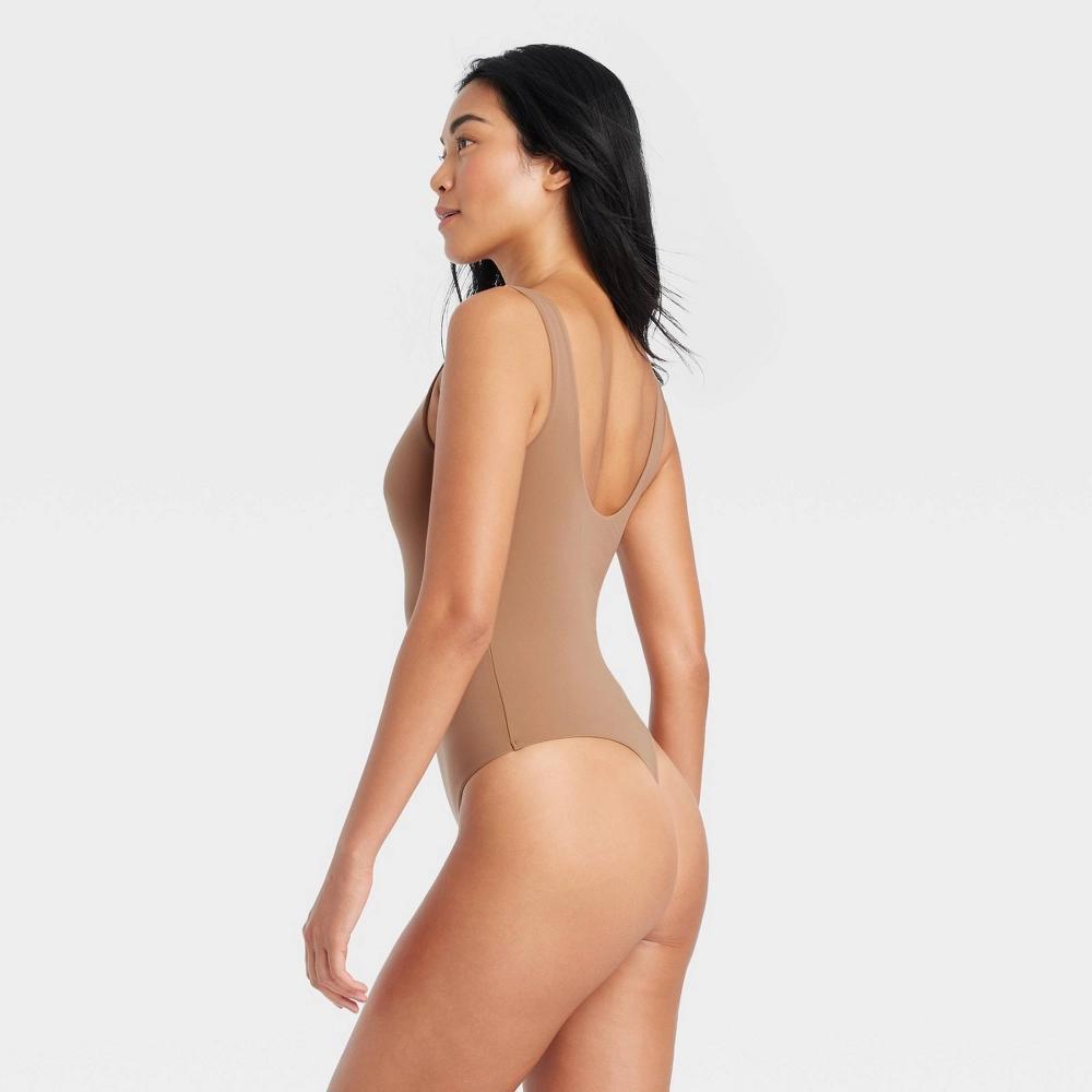 Women's 4-Way Stretch Tank Bodysuit - Auden™ Brown L Product Image