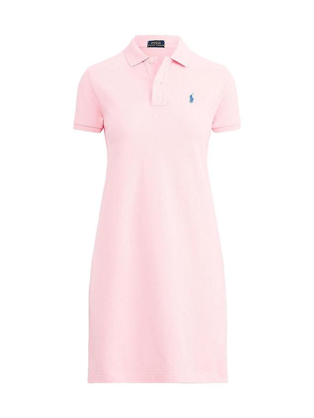 Womens Cotton Mesh Short-Sleeve Polo Dress Product Image