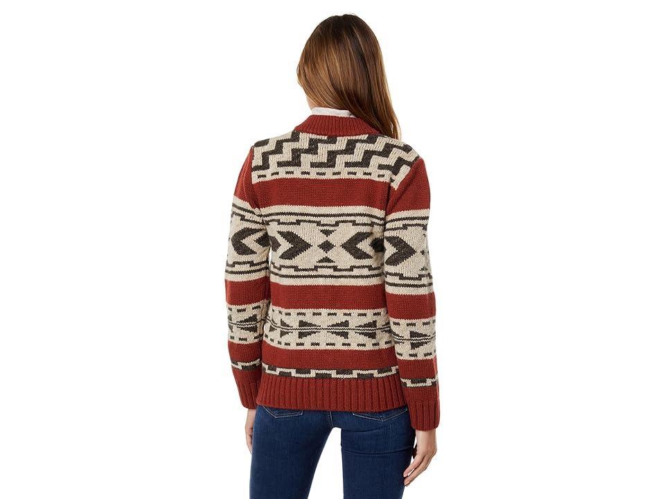 Pendleton Graphic Shetland Zip Sweater (Chili Multi) Women's Clothing Product Image