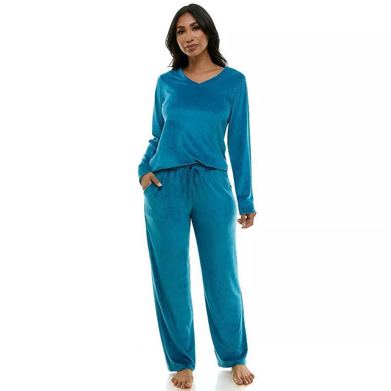 Womens Croft & Barrow 2-Piece Velour Pajama Top & Pajama Bottoms Set Product Image