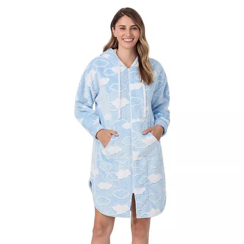 Womens Cuddl Duds Hooded Plush Zip Robe, Womens Product Image