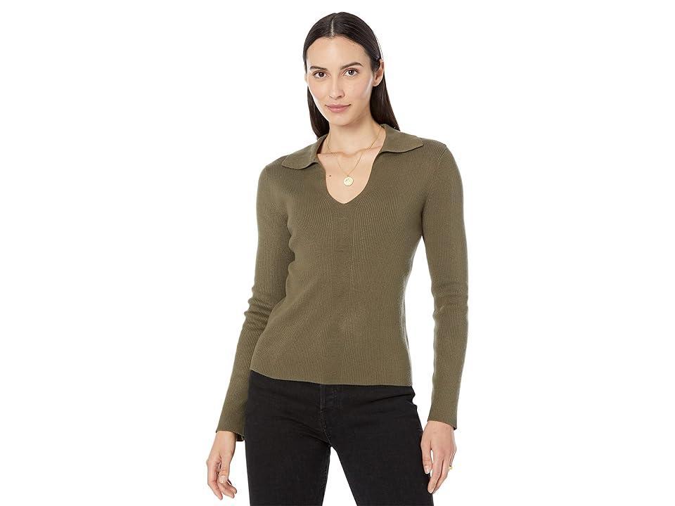 Calvin Klein Rib V-Neck with Collar (Caper) Women's Clothing product image