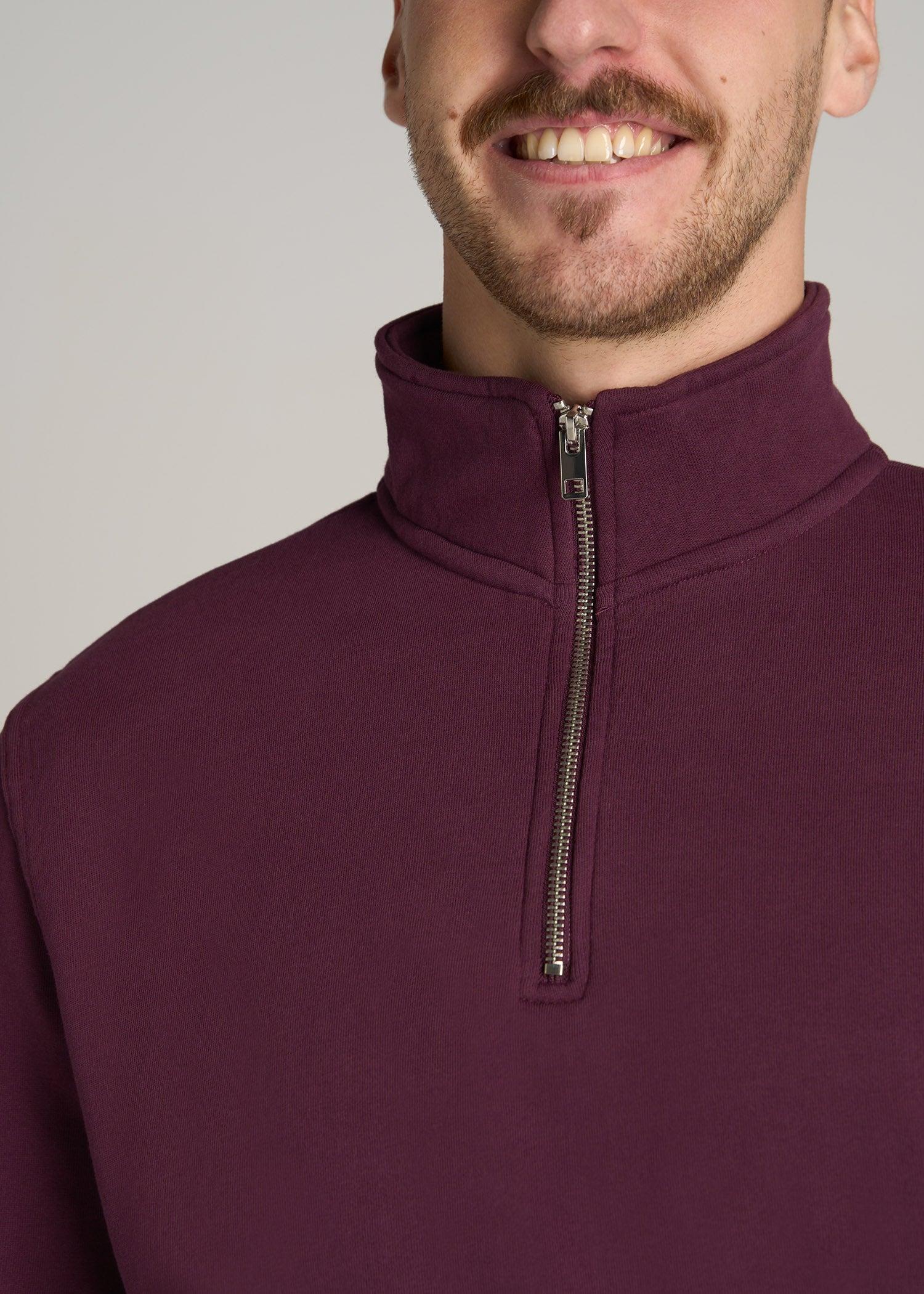 Wearever Fleece Quarter-Zip Tall Men's Sweatshirt in Maroon Product Image