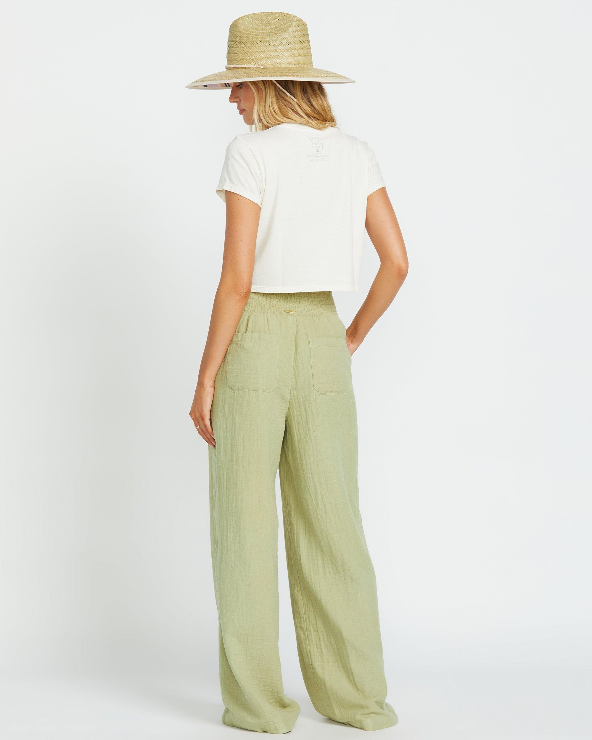 New Waves Gauze Elastic Waist Pants - Avocado Female Product Image