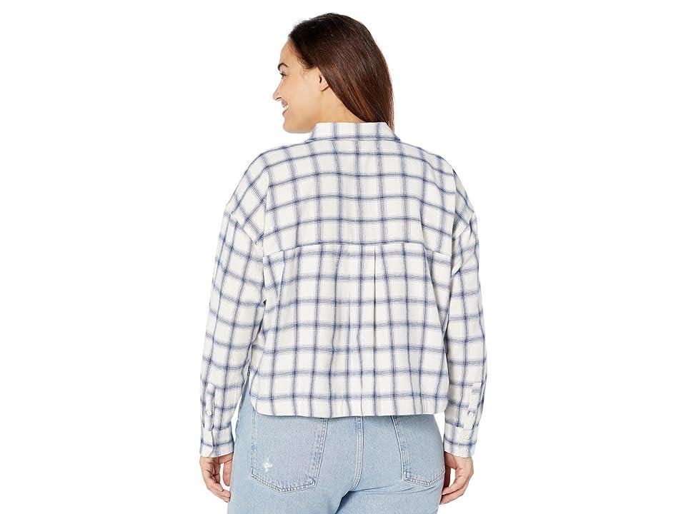 Madewell Plus Flannel Hartfield Crop Shirt in Windowpane (Royal ) Women's Clothing Product Image