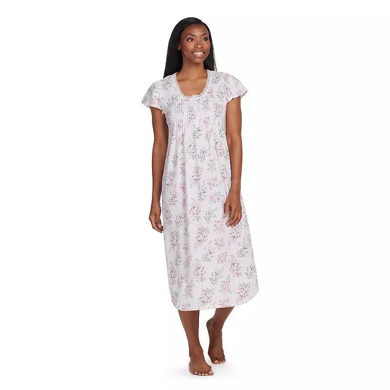 Petite Miss Elaine Essentials Silkyknit Long Gown, Womens Product Image