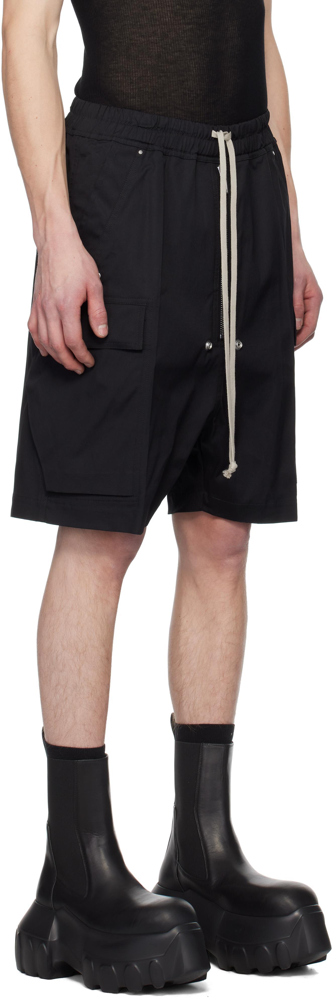 RICK OWENS Black Hollywood Cargobela Shorts In 09 Black Product Image