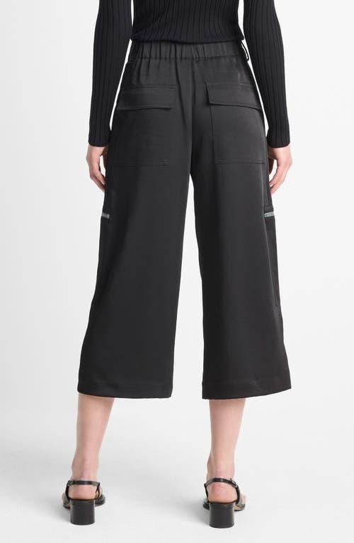 VINCE Satin Parachute Crop Wide Leg Pants In Black Product Image