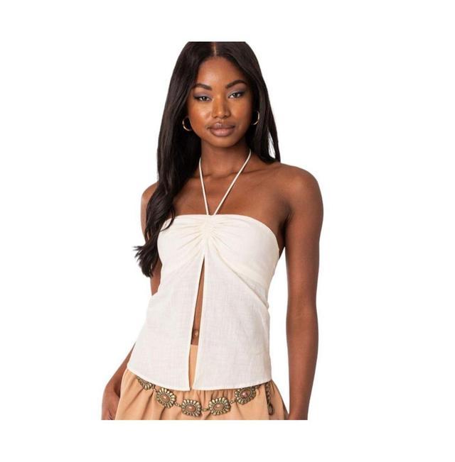 EDIKTED Gathered Split Front Halter Top Product Image