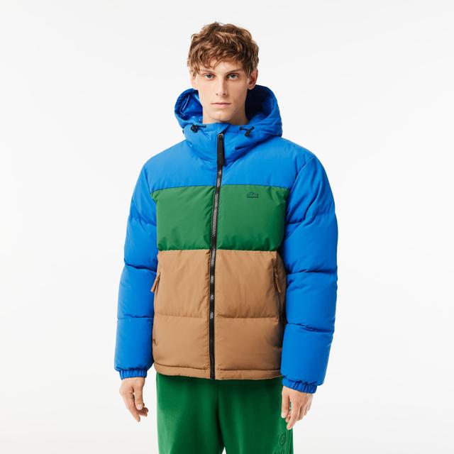 Men's Colorblock Hooded Down Jacket Product Image