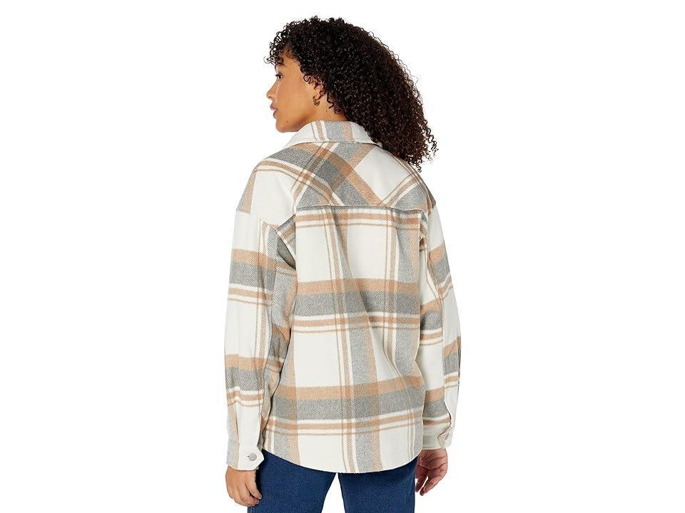 Levi's(r) Oversized Wool Blend Jacket (Light Grey/Tan/Cream Plaid) Women's Clothing Product Image