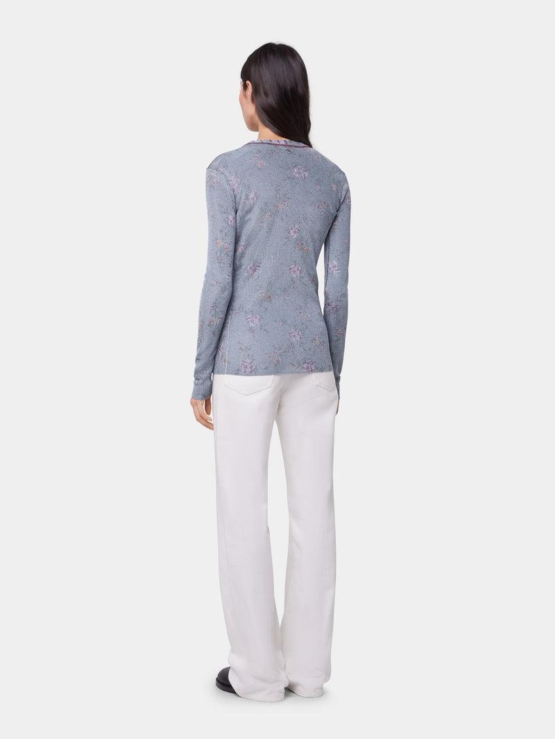 BLUE LONG-SLEEVED CARDIGAN IN LUREX VISCOSE KNIT Product Image