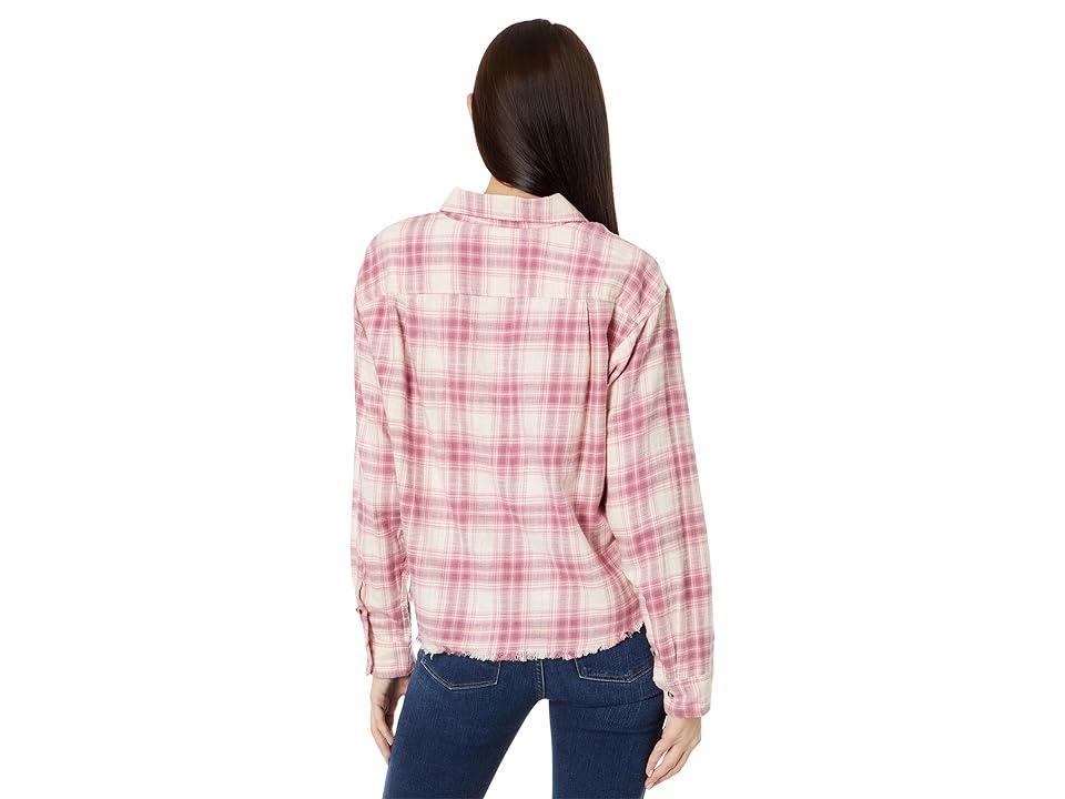 Lucky Brand Raw Edge Cropped Plaid Blush Plaid) Women's Clothing Product Image