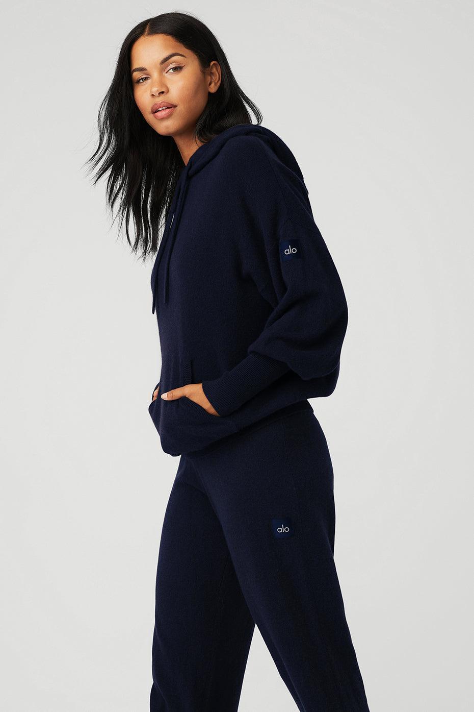 Cashmere Jet Set Hoodie - Navy Female Product Image