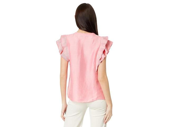 Vineyard Vines Flutter Sleeve Pintuck Top (Cayman) Women's Clothing Product Image