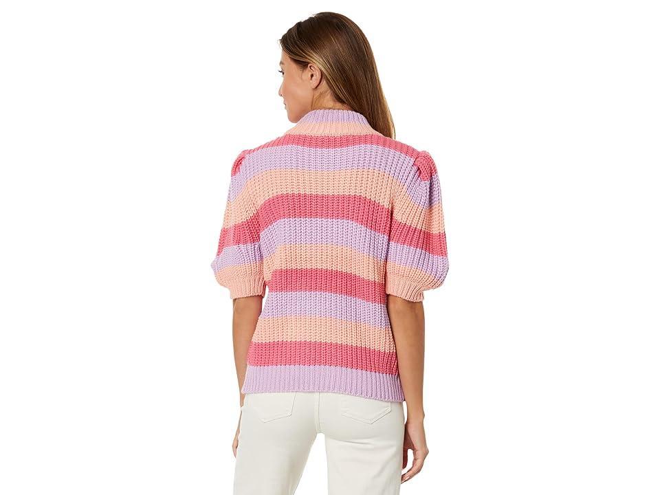 English Factory Stripe Puff Shoulder Mock Neck Sweater Product Image