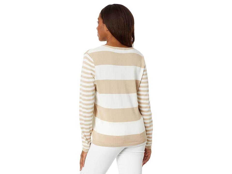 Tommy Hilfiger Mixed Stripe Ivy Sweater (Khaki ) Women's Sweater Product Image