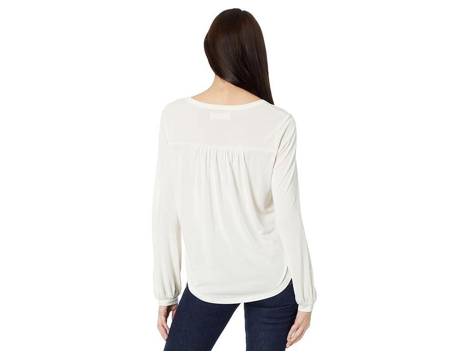 Lucky Brand Sandwash Pin Tuck Top (Egret) Women's Clothing Product Image