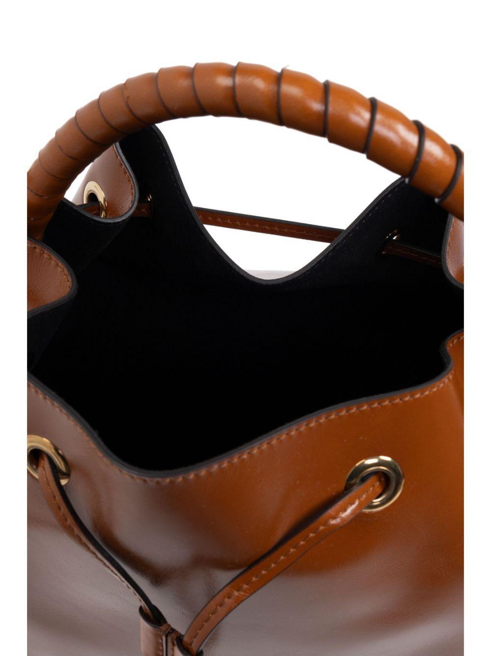 Leather Bucket Bag In Brown Product Image