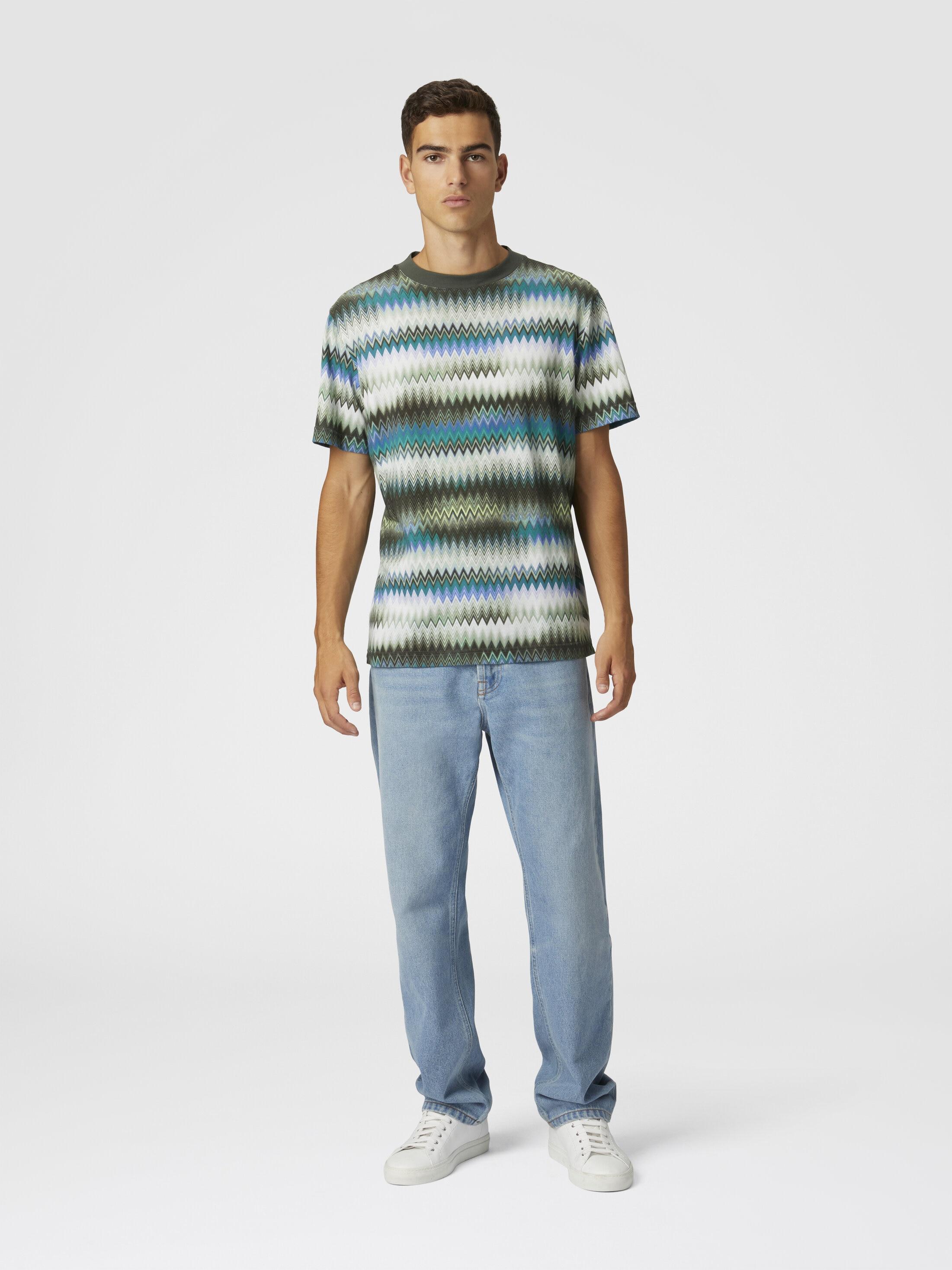 Cotton crewneck T-shirt with gradient micro zigzag print Product Image